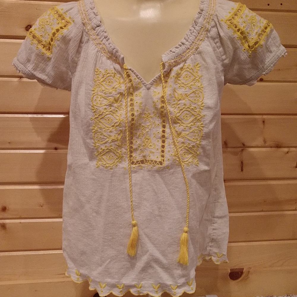 Lucky Brand semi-sheer embroidered BOHO small